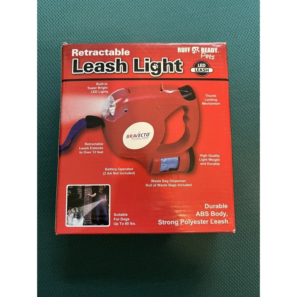 Ruff Ready Pets Retractable Leash Light &Bag Dispenser New In Box